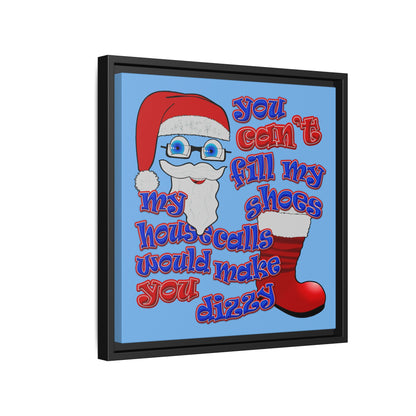 santa's shoes - framed canvas art (light blue)