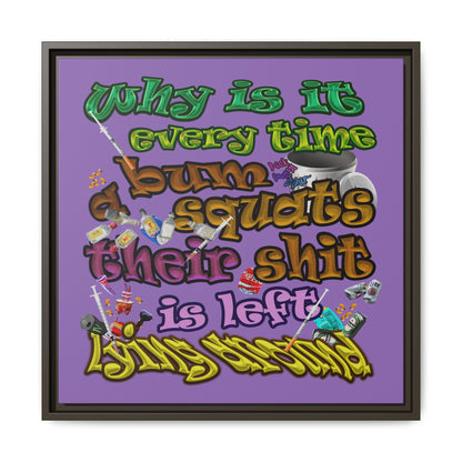 the bum's shit - framed canvas art (light purple)