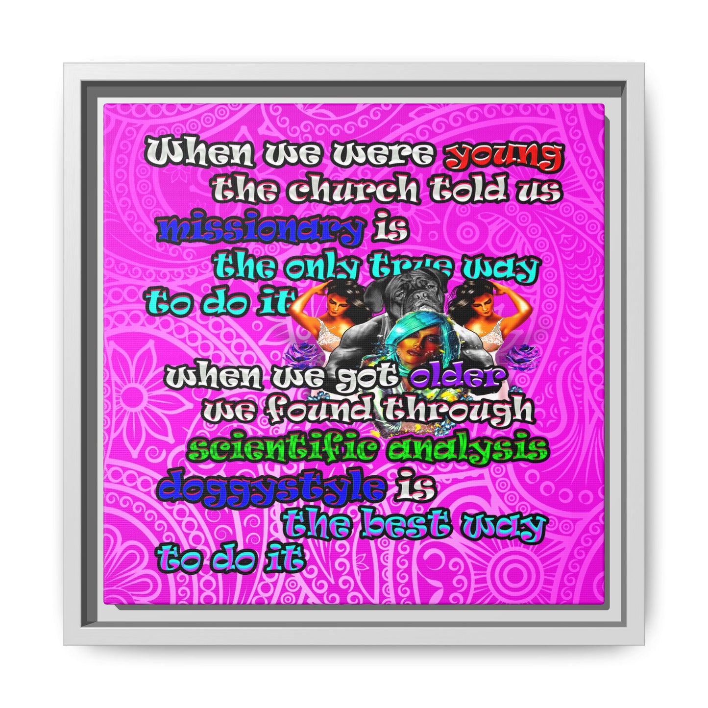 doggystyle - framed canvas art (pink swirl)