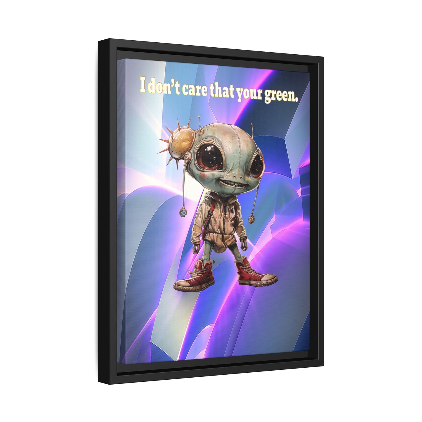 I don't care that your green - framed canvas art (grey-pink wave)
