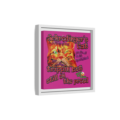 schrodinger's cat - framed canvas art (pink)