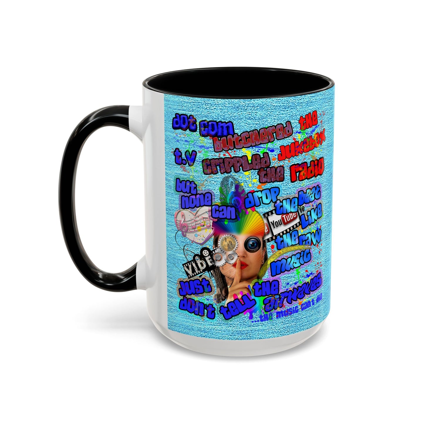 drop the beat - Accent Mug (faded blue)