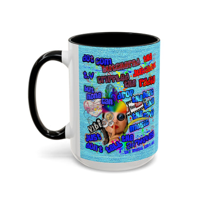 drop the beat - Accent Mug (faded blue)