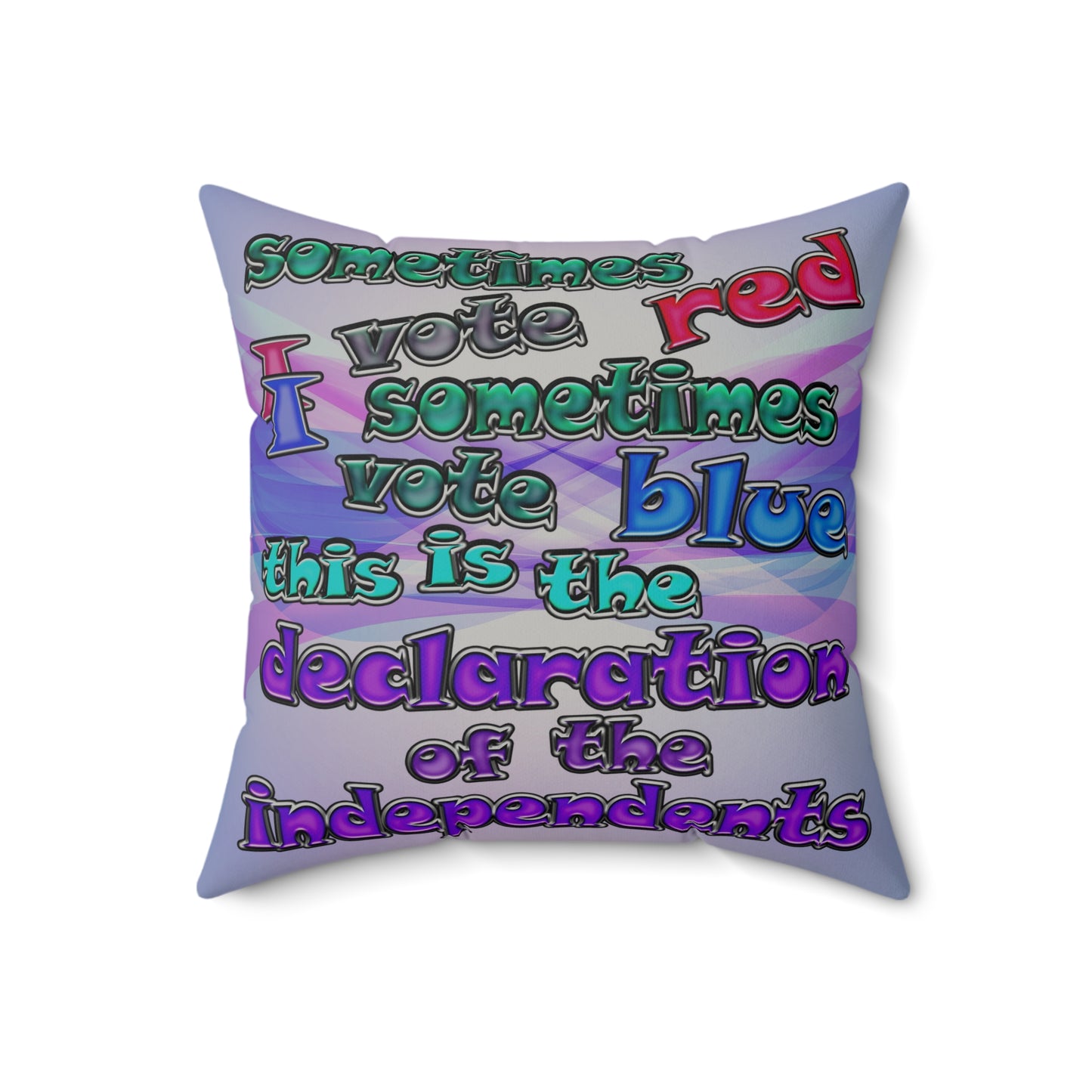 declaration of the independents - Faux Suede Square Pillow - (light blue-pink wave)