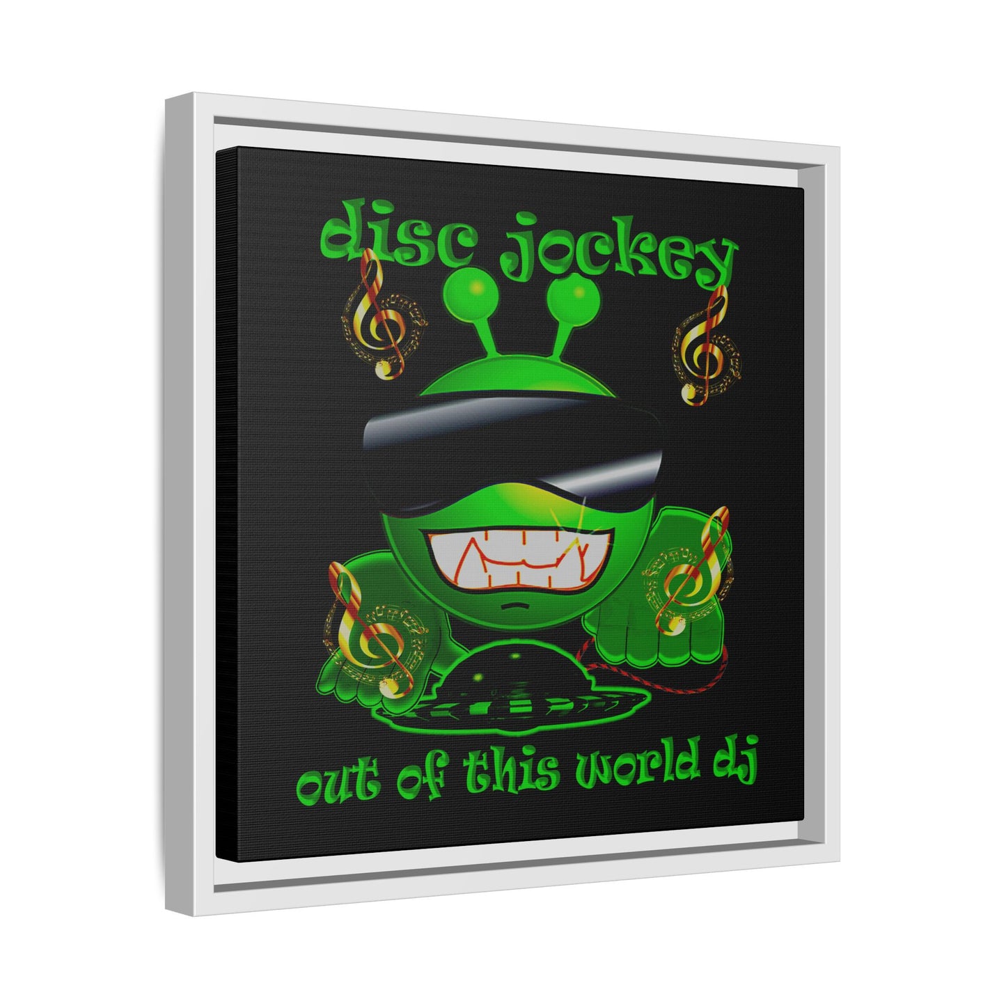 disc jockey - framed canvas art (black)