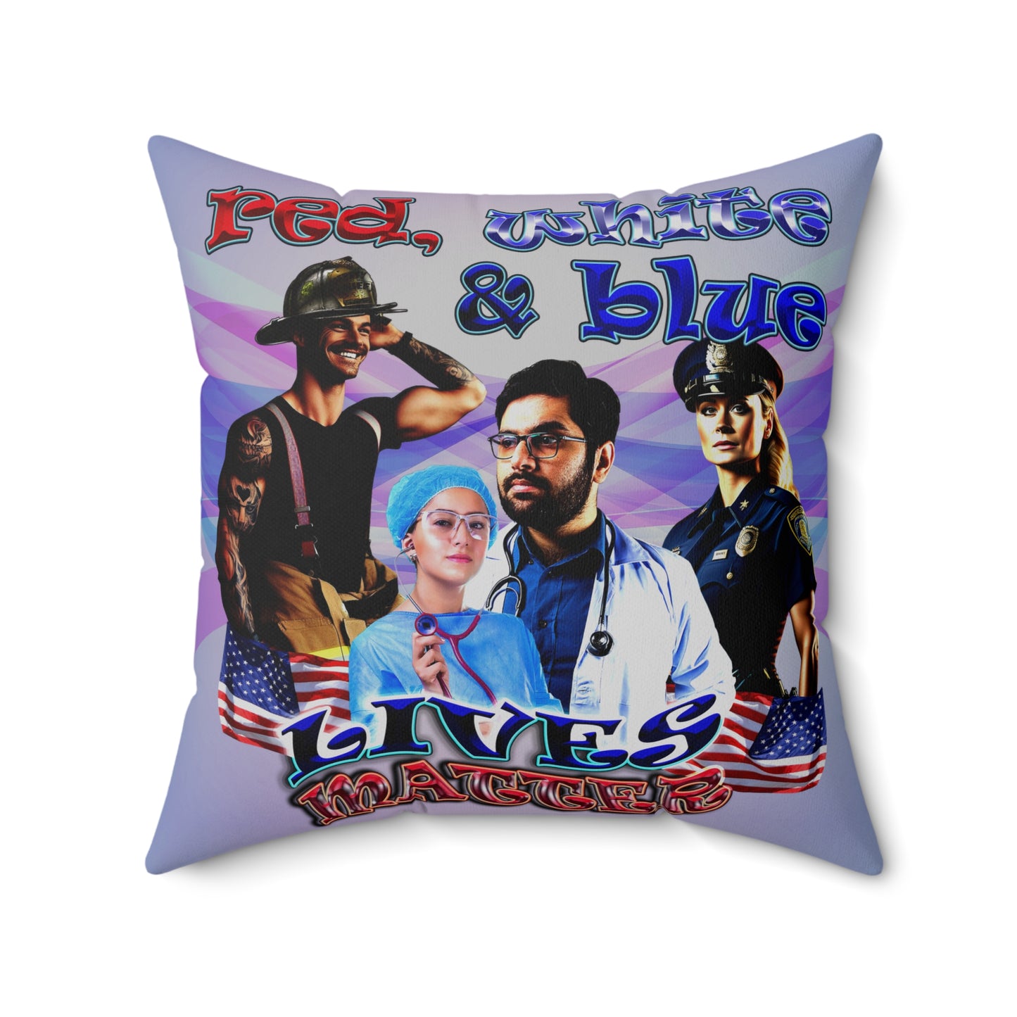 rw&b lives matter - Spun Polyester Square Pillow - (light blue-pink wave)