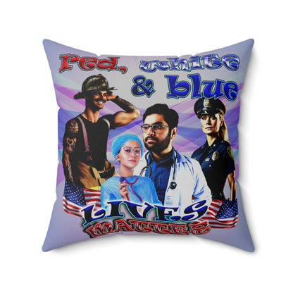rw&b lives matter - Spun Polyester Square Pillow - (light blue-pink wave)