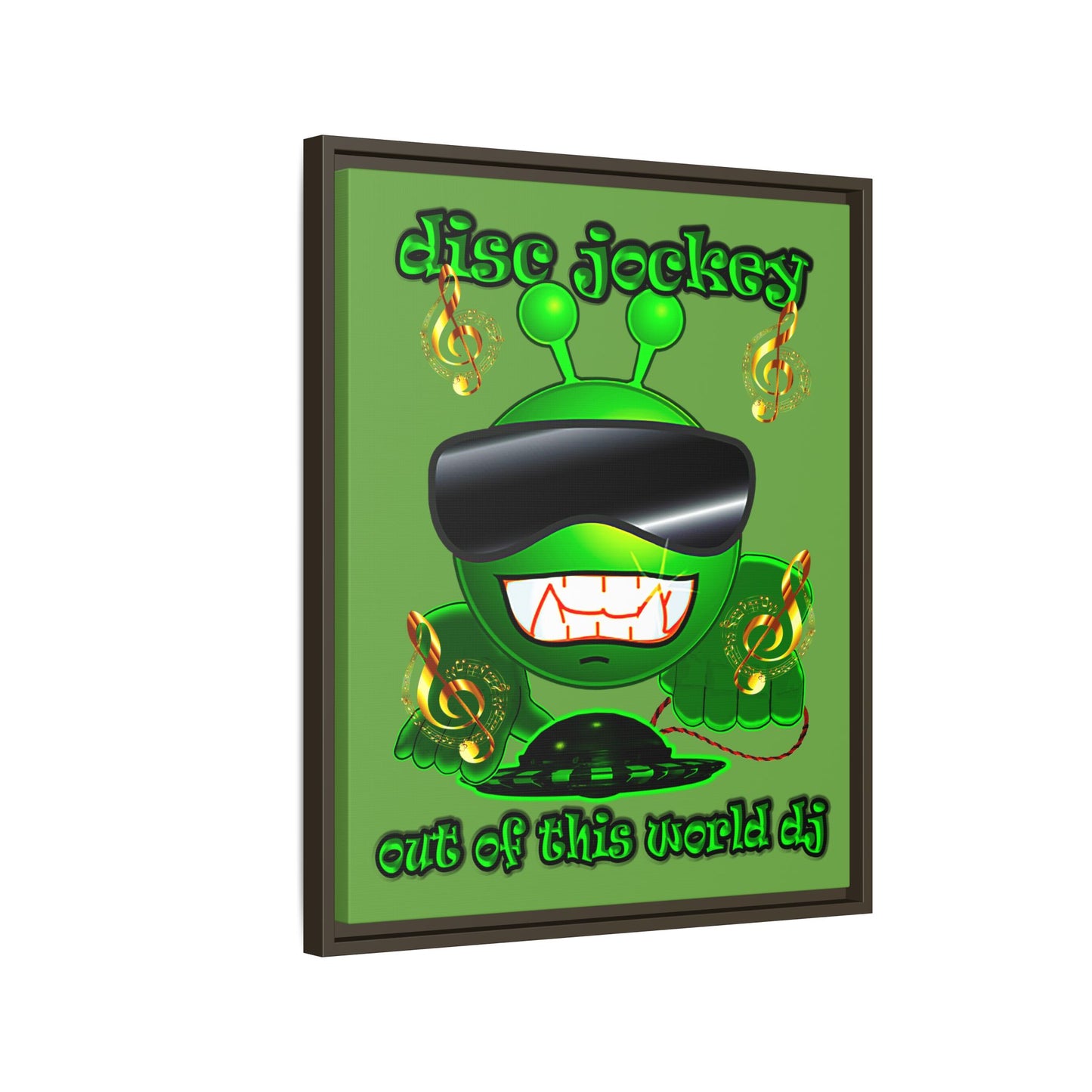 disc jockey - framed canvas art (green)