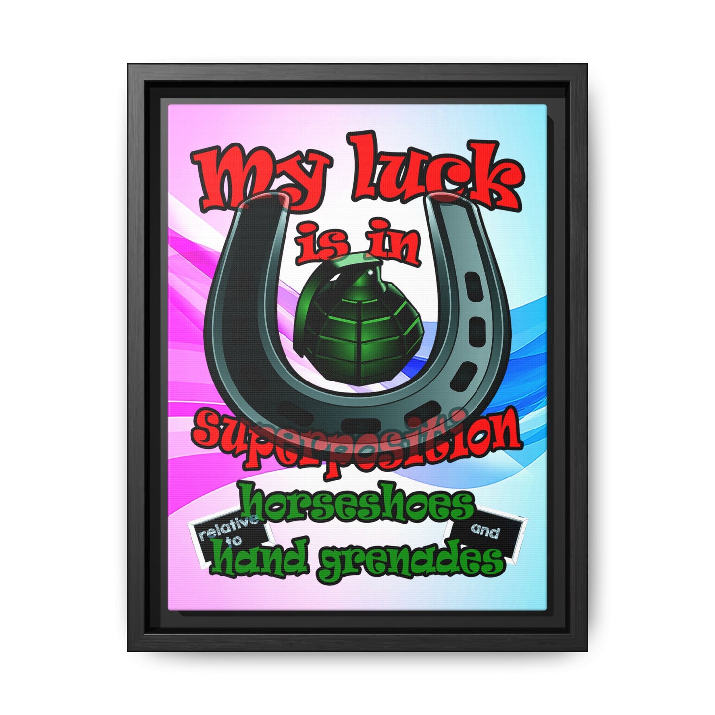 my luck - framed canvas art (light blue-pink wave)