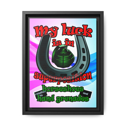 my luck - framed canvas art (light blue-pink wave)