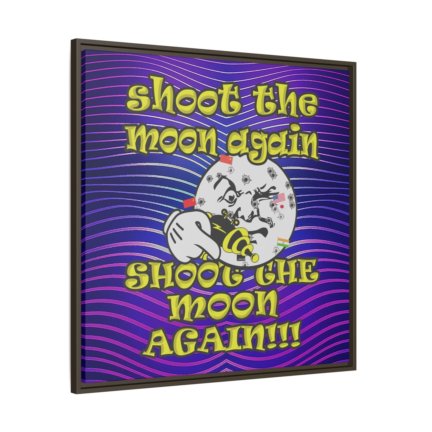 shoot the moon again - framed canvas art (purple wave)