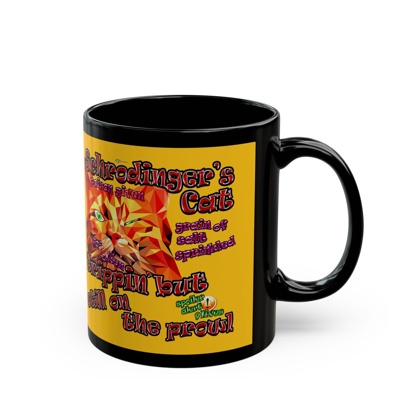 schrodinger's cat - Black Mug (yellow)
