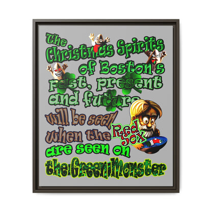 christmas spirits of boston - framed canvas art (light grey)
