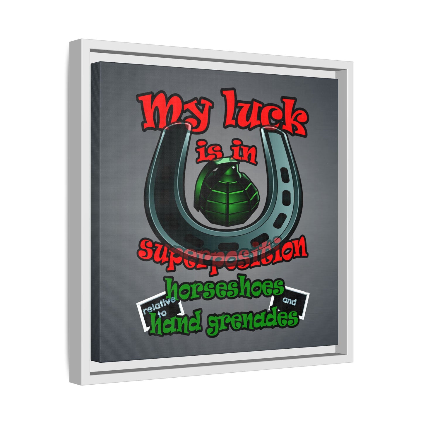 my luck - framed canvas art (grey-light grey)