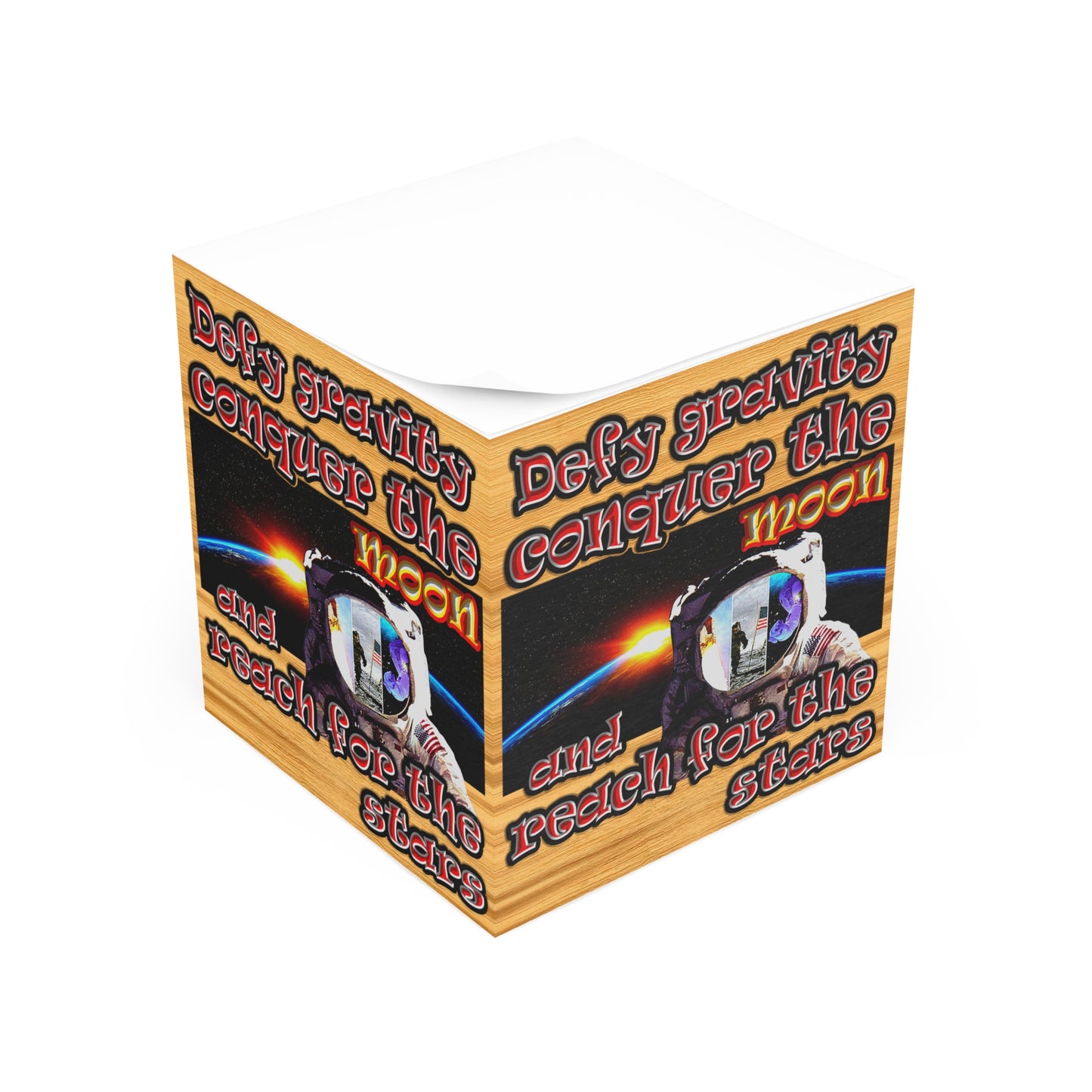 defy conquer reach - note cube (butterscotch wood finish)