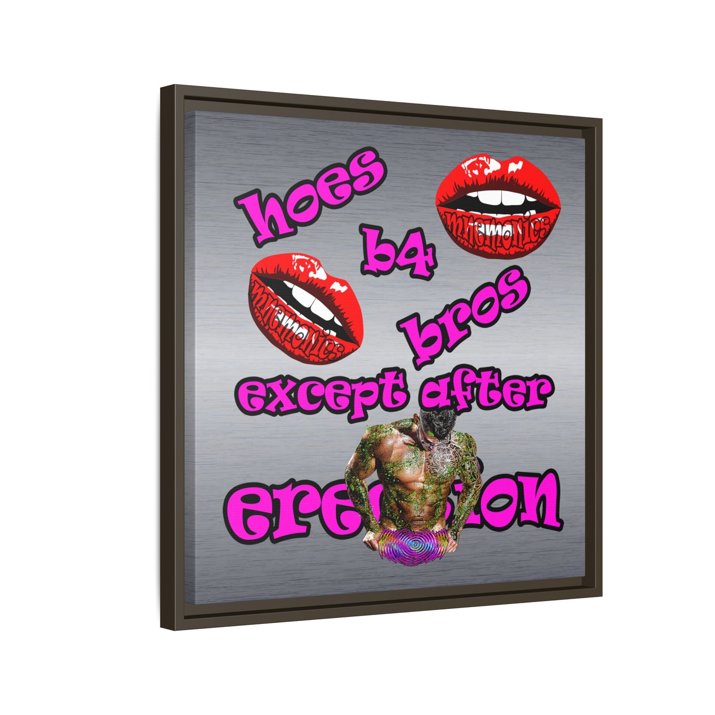 hoes b4 bros - framed canvas art (brushed nickel)