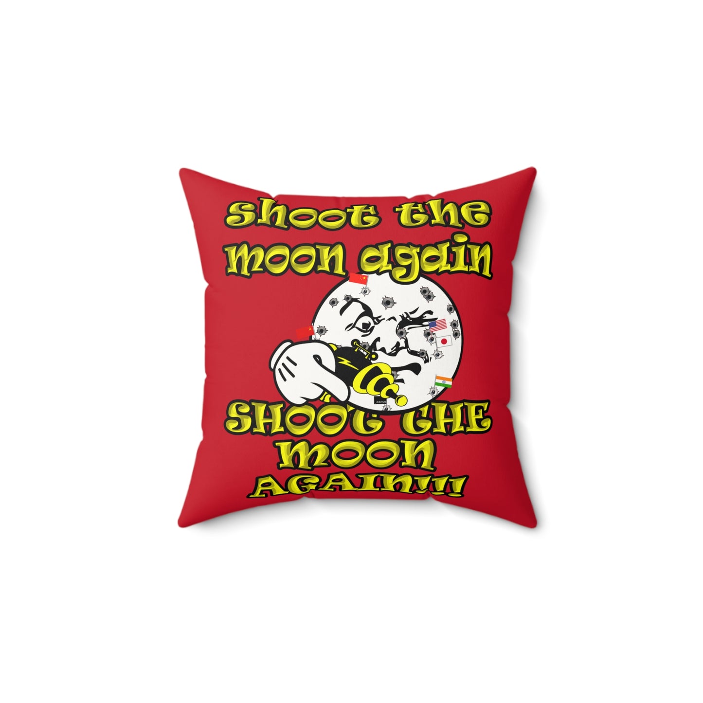 shoot the moon again - Faux Suede Square Pillow - (dark red)