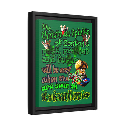 christmas spirits of boston - framed canvas art (dark green)