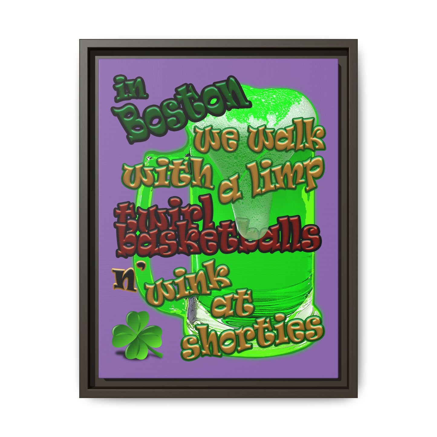 celtics logo - framed canvas art (light purple)