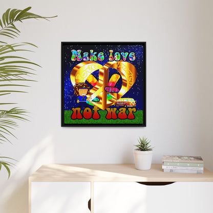 love peace - framed canvas art ('snoops' background)