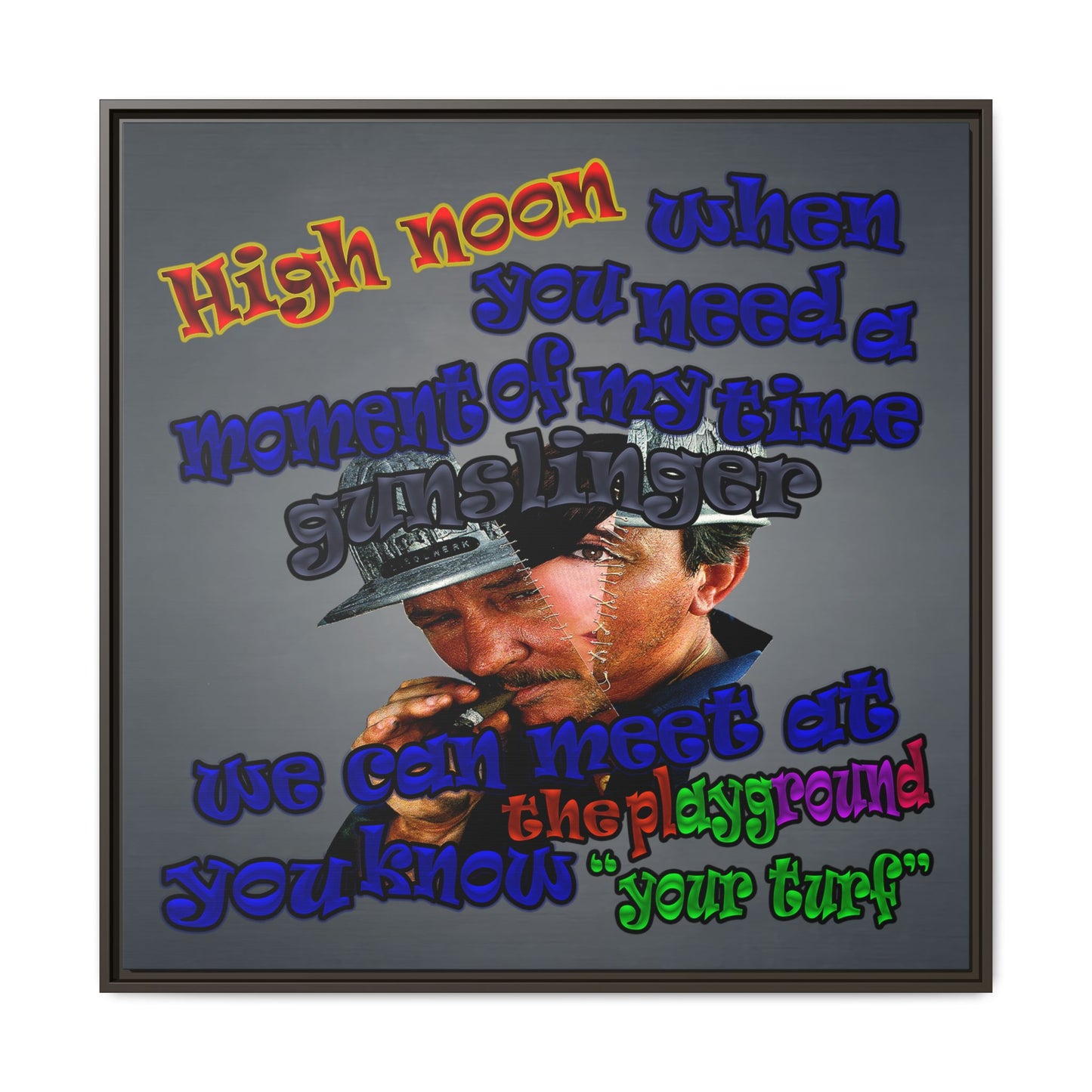 high noon - framed canvas art (grey-light grey)