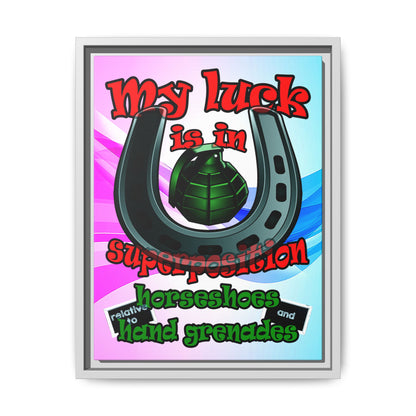 my luck - framed canvas art (light blue-pink wave)