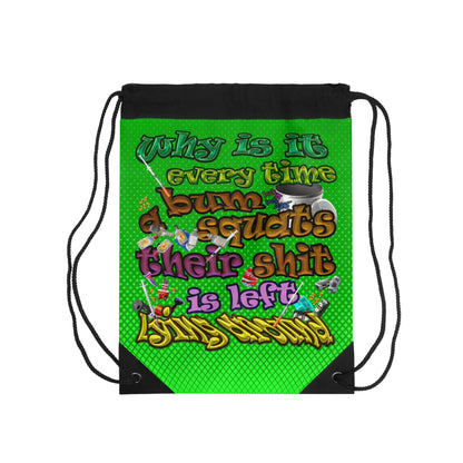 the bum's shit - Drawstring Bag (logo green)