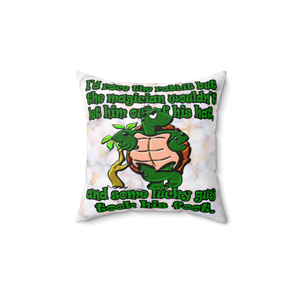 turtle race - Spun Polyester Square Pillow - (white marble)