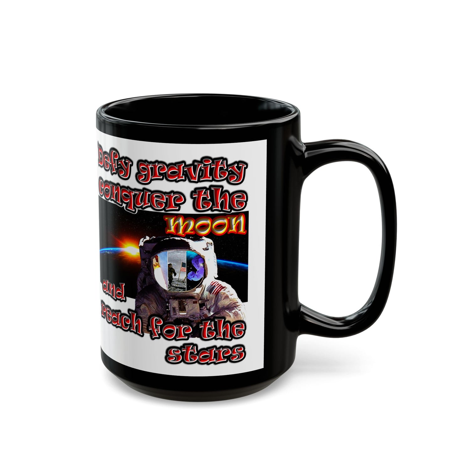defy conquer reach - Black Mug (white)