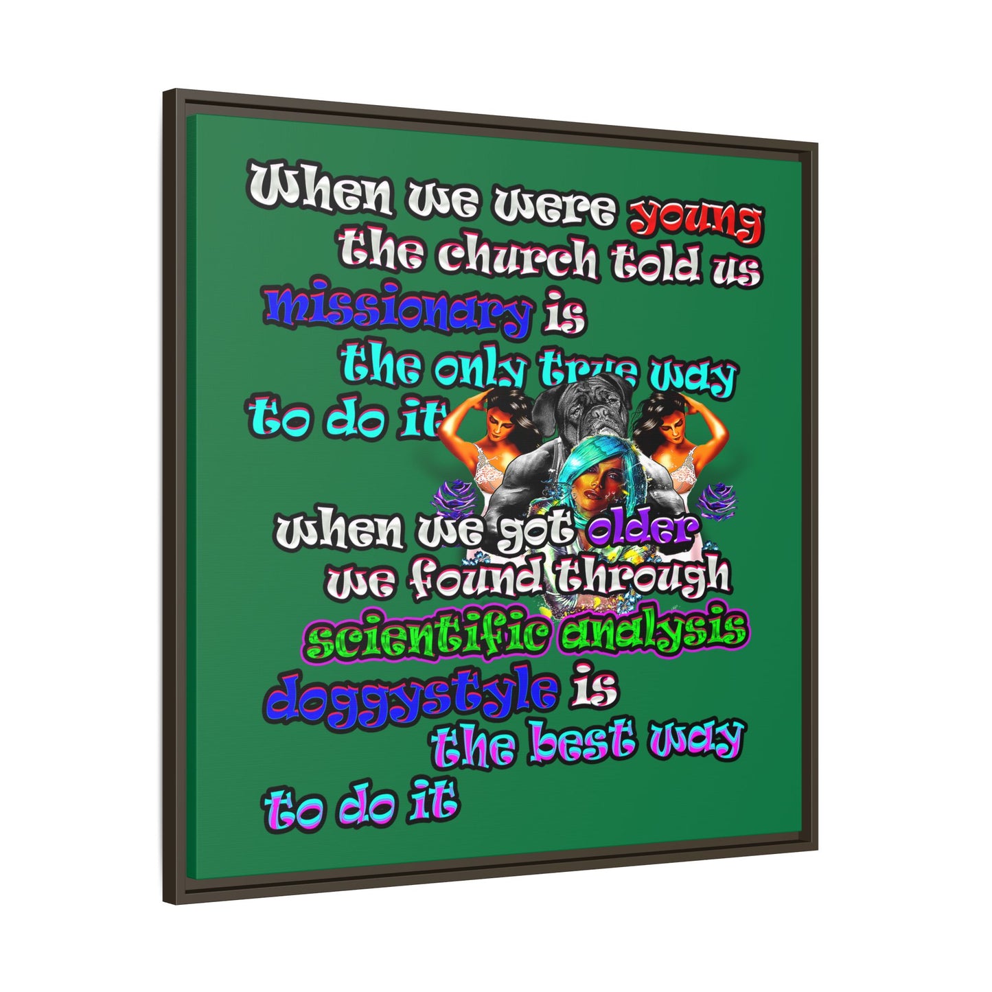 doggystyle - framed canvas art (dark green)