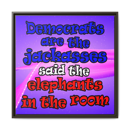 donkeys and elephants - framed canvas art (purple-pink wave)