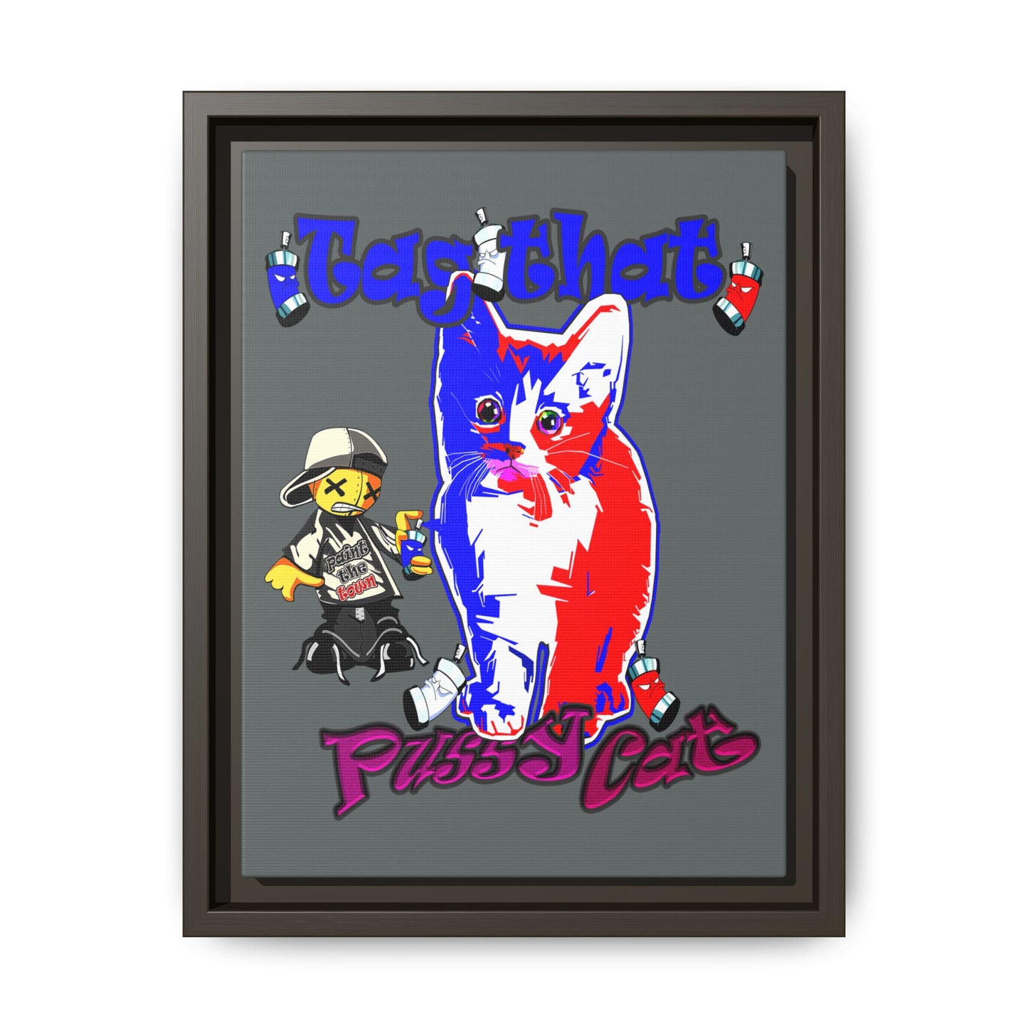 tag that - framed canvas art (dark grey)