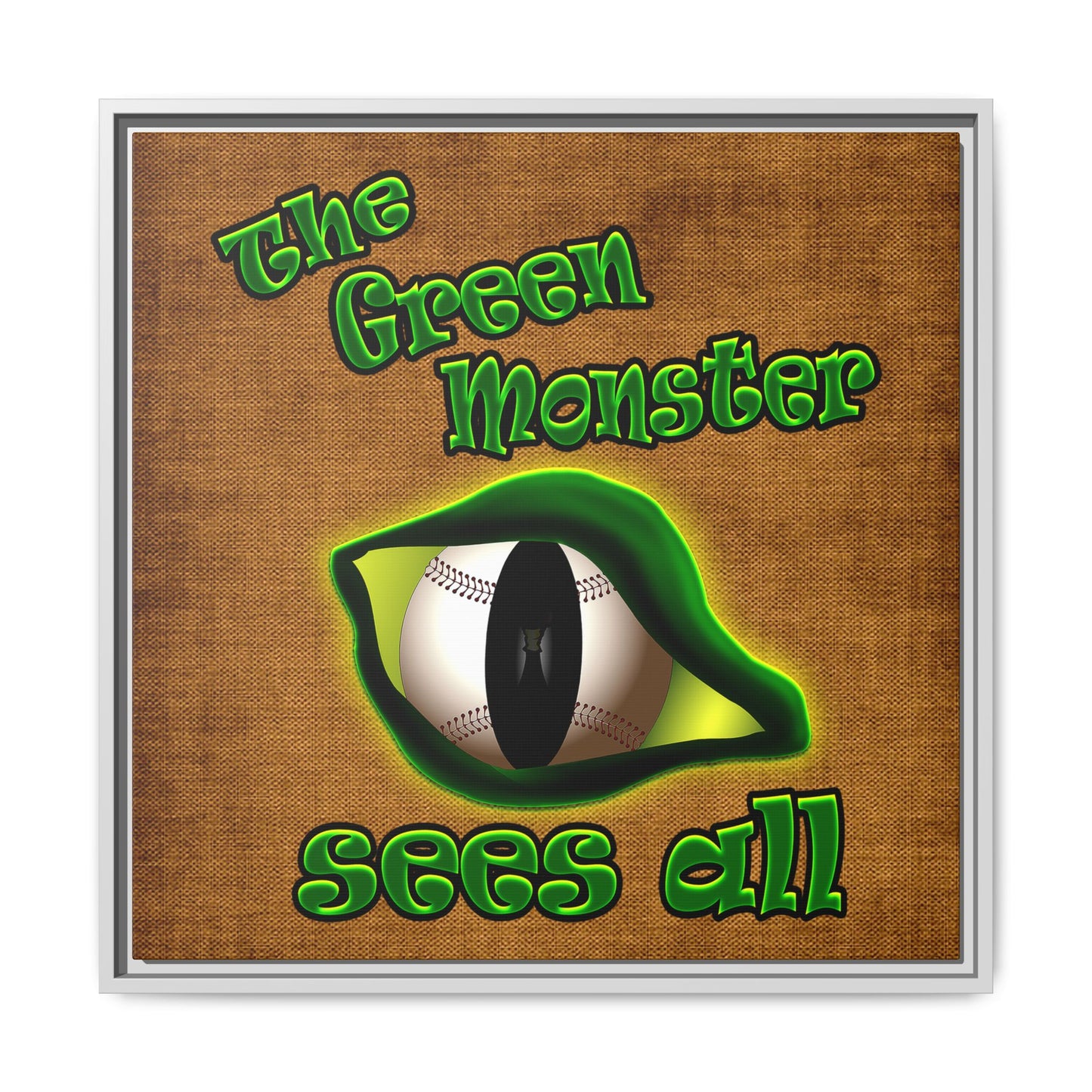 green monster - framed canvas art (brown papyrus)