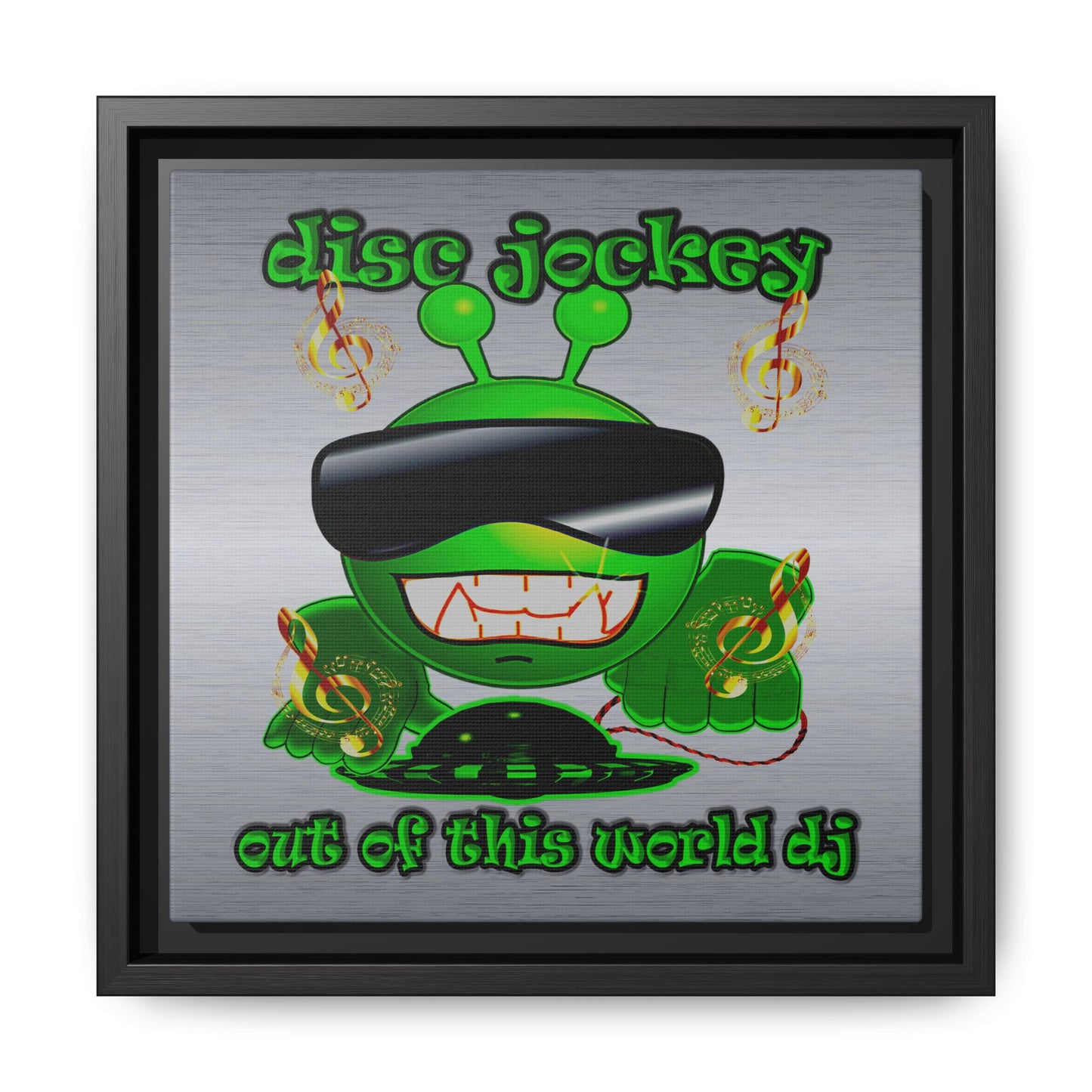 disc jockey - framed canvas art (brushed nickel)