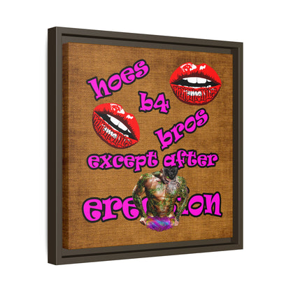 hoes b4 bros - framed canvas art (brown papyrus)