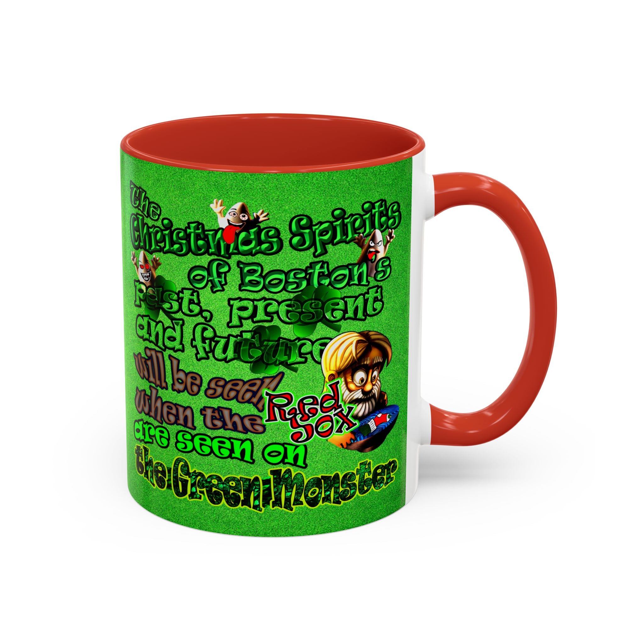 christmas spirits of boston - Accent Mug (green turf)