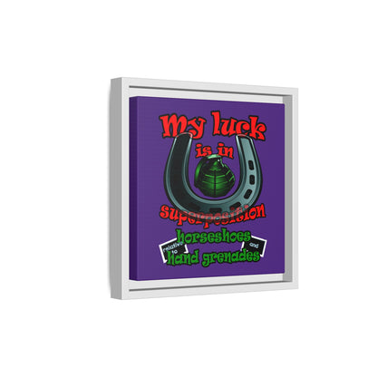my luck - framed canvas art (purple)