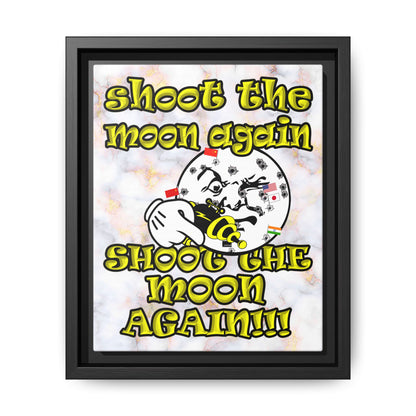 shoot the moon again - framed canvas art (white marble)