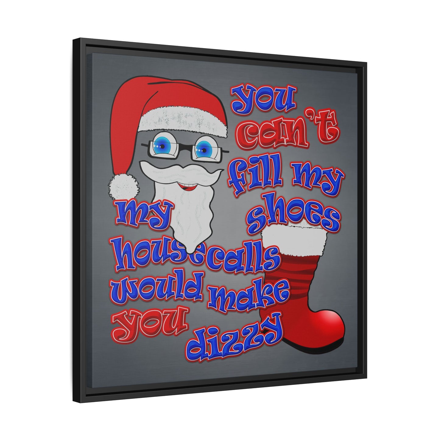 santa's shoes - framed canvas art (grey-light grey)