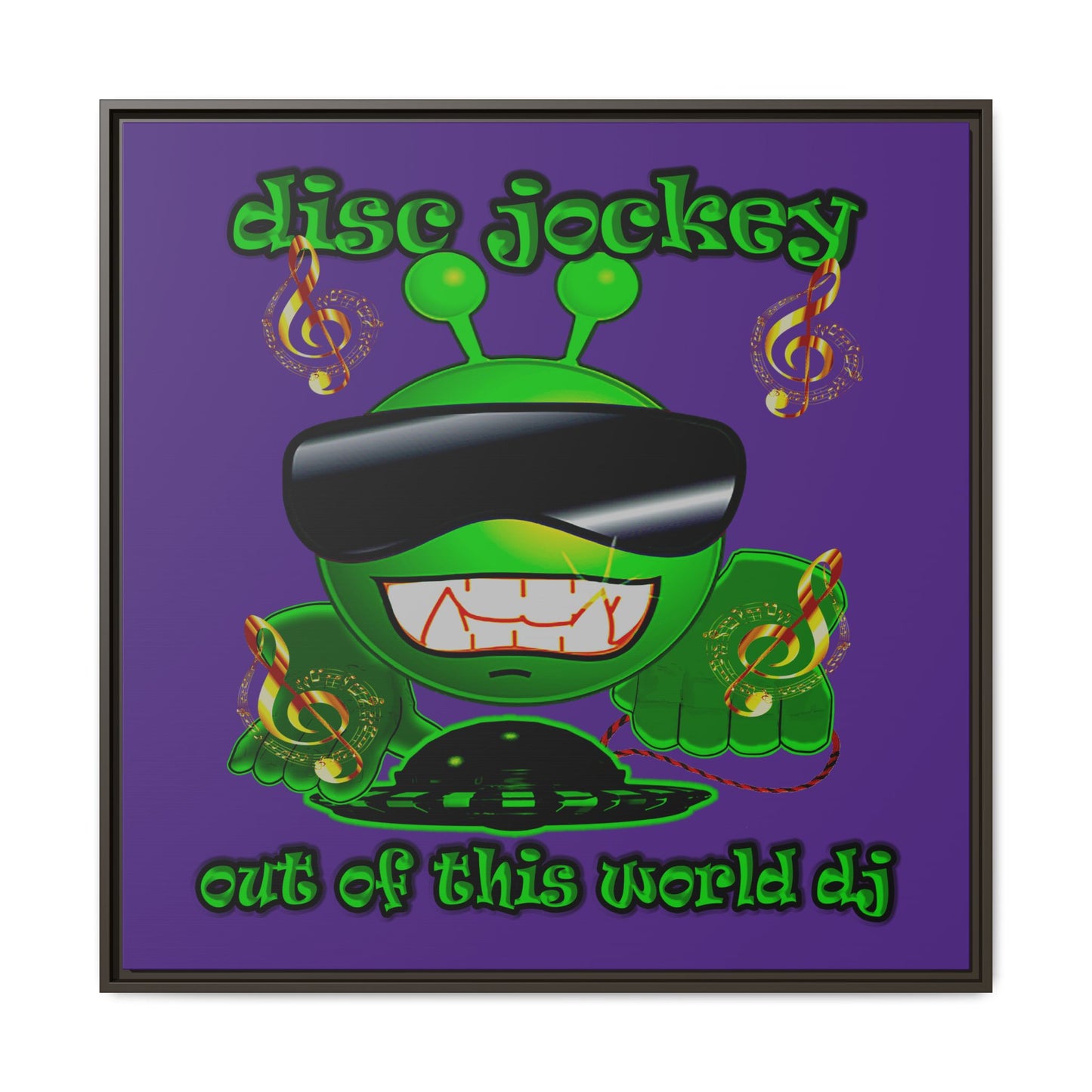 disc jockey - framed canvas art (purple)