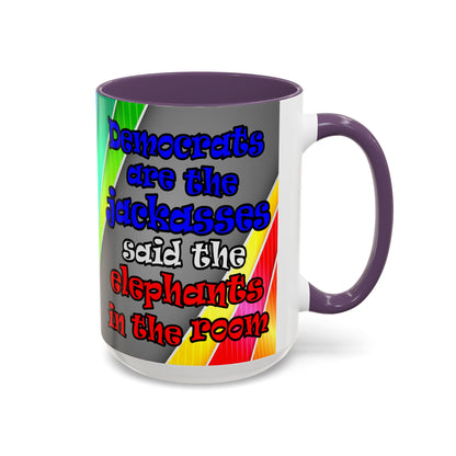 donkeys and elephants - Accent Mug (rainbow split)