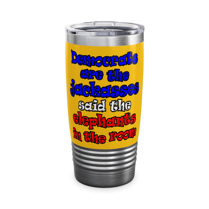 donkeys and elephants - Ringneck Tumbler, 20oz (yellow)
