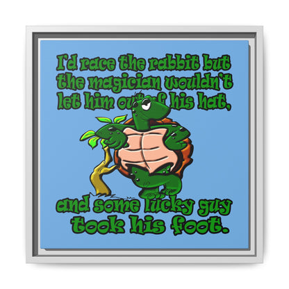 turtle race - framed canvas art (light blue)