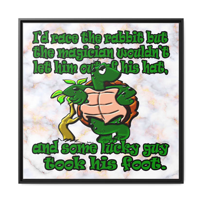 turtle race - framed canvas art (white marble)