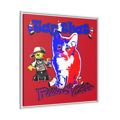 tag that - framed canvas art (dark red)
