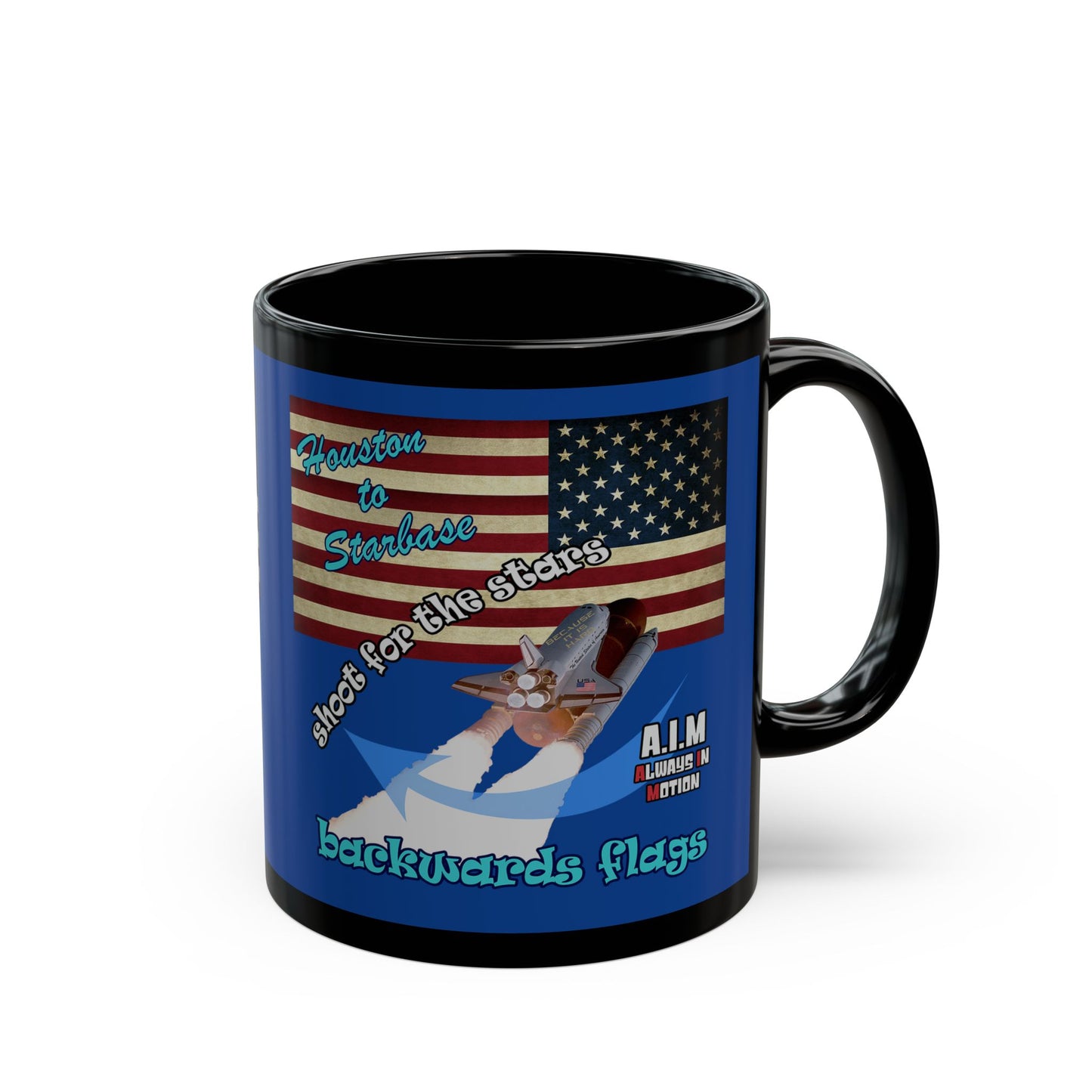 shoot for the stars - Black Mug (dark blue)
