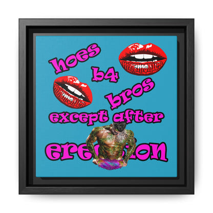 hoes b4 bros - framed canvas art (turquoise)