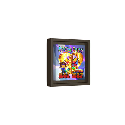 love peace - framed canvas art (grey-pink wave)