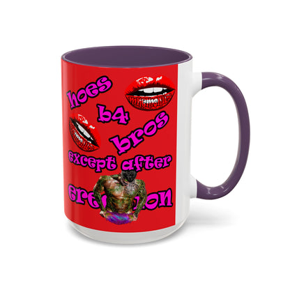 hoes b4 bros - Accent Mug (red)