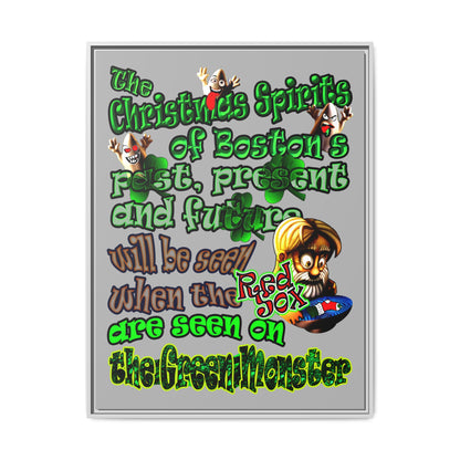 christmas spirits of boston - framed canvas art (light grey)